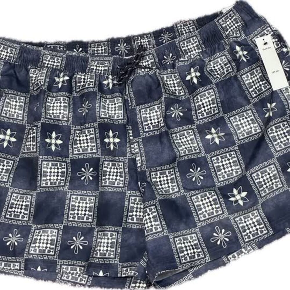 Gray Geometric Pattern Quick Dry Swim Trunks 5" Inseam NWT Size 3XL (48-50)